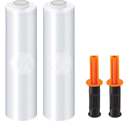 2 Pack Hand Stretch Film 15"x 1000ft Roll with Handle