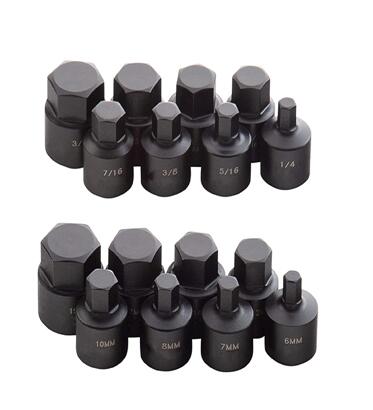 16Pcs 3/8" Drive Low Profile Impact Hex Driver Set