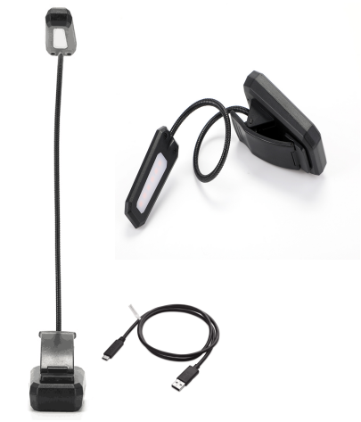 Rechargeable reading light with clip