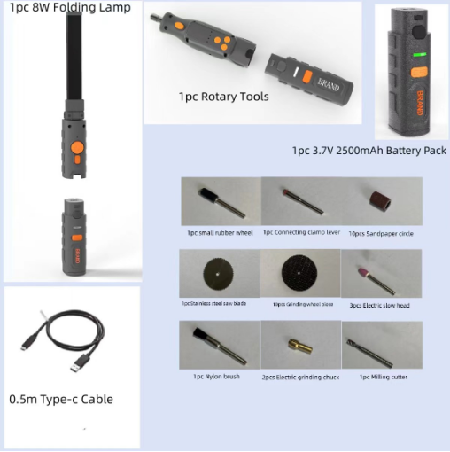 1 work lights+1 Rotary Tools set（1pc battery）