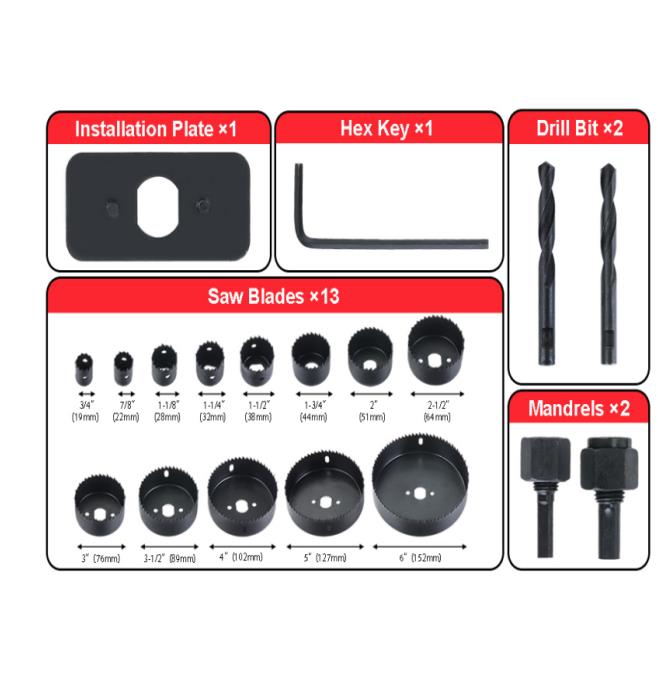 19pcs Hole Saw Kit（19-152 mm Dia）