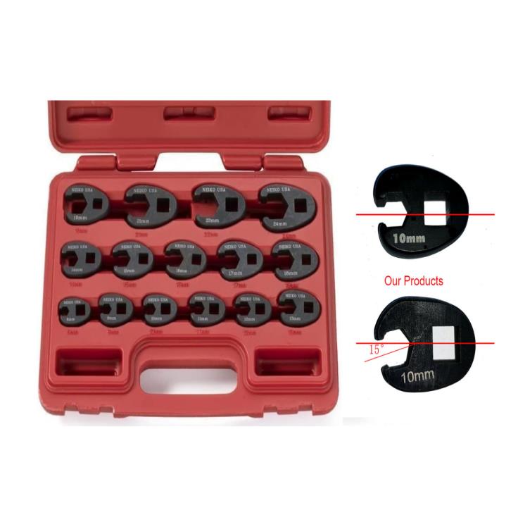 15Pcs 3/8" Dr.Crows FootWrench Set,Metric