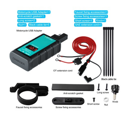 motorcycle usb charger with led voltmeter