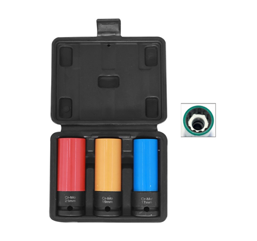 3Pcs 1/2"Dr.Alloy Wheel Impact Socket Set
