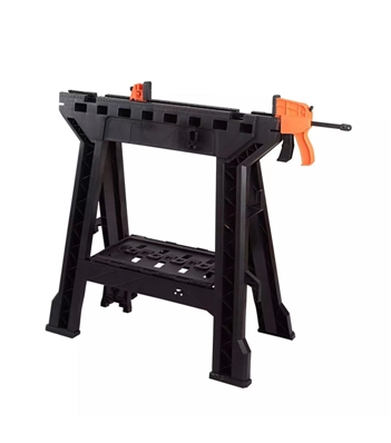 2pc 32in Polypropylene Folding Sawhorse with Bar Clamp