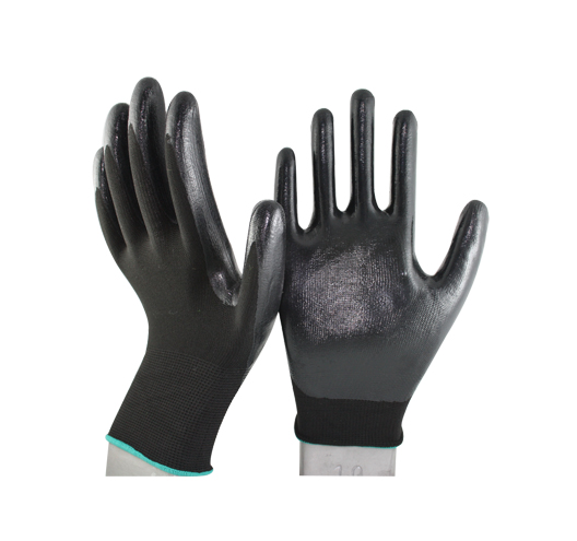 13G Polyester Liner With Solid Nitrile Palm Coating Gloves