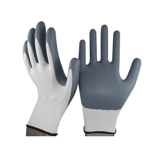 13G Polyester Liner With Foam Nitrile Palm Coating Gloves