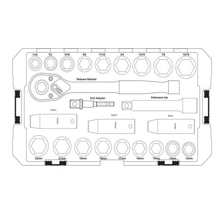 24Pcs 1/2" Impact Socket Set