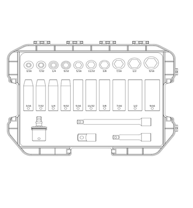 24Pcs 1/4" Impact Socket Set,SAE