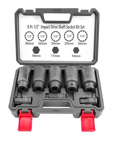 8Pcs 1/2" Drive Deep Axle NutSpindle Impact Socket Set