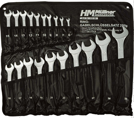 20Pcs combination wrenches set