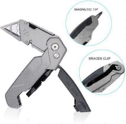 Folding Utility Knife with Bits Tool