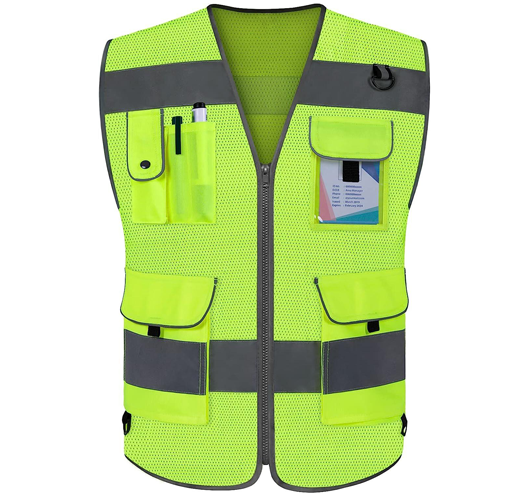 Mesh Fabric Safety Vest with Reflective Strips