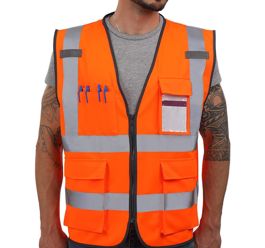 Solid fabric Safety Vest with Reflective Strips