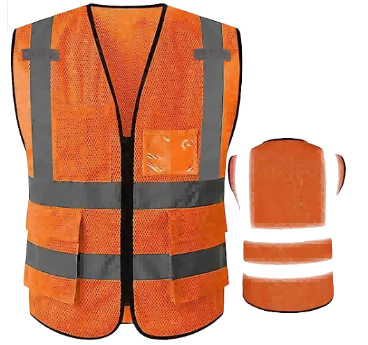 Mesh Fabric Safety Vest with Reflective Strips