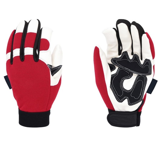 Mechanic Working Gloves with anti slip leather patch on top