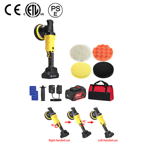 5"(125MM)20V 4000mAh Li-ion Brushless orbital Polisher Can Rotate 180 degrees