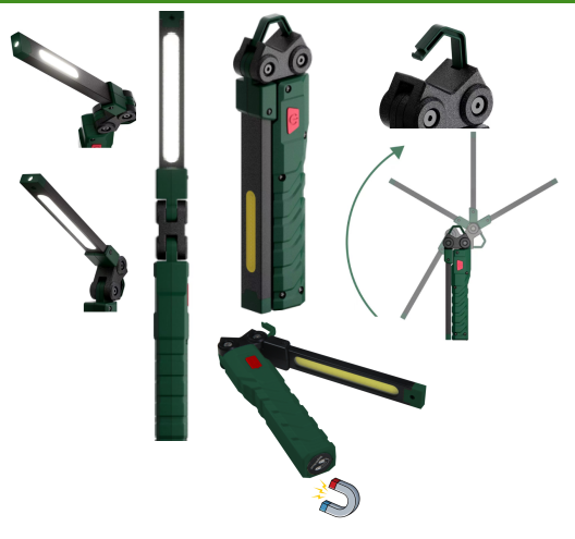 6W COB Rechargeable Work Light with a hook