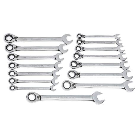 15Pcs Reversible Ratcheting Combination Wrench Set