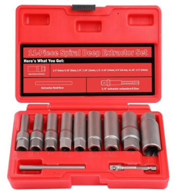11-Pcs 3/8" Spiral Deep Bolt Extractor Set