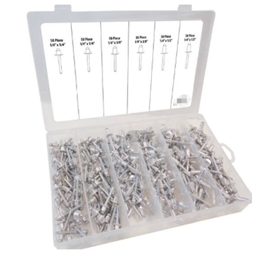 300 Pc.1/4" Aluminum BlindRivet Assortment