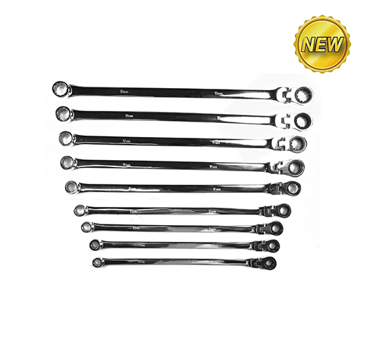 9pc Flexible head Extra Long Spanner Set SAE