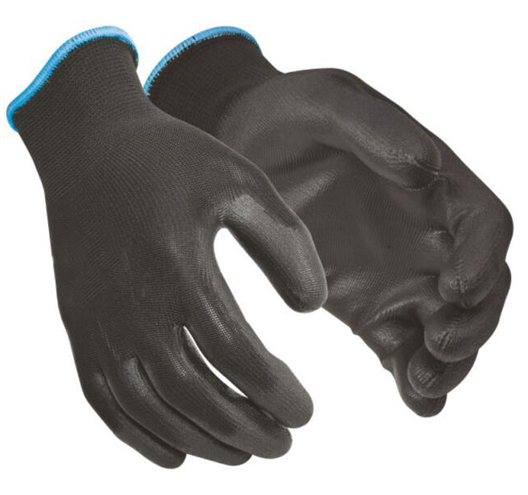 13G Polyester Black PU Gloves
