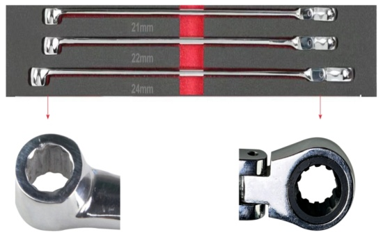 3pc Flexible head Extra Long Spanner Set（Universal Spline）