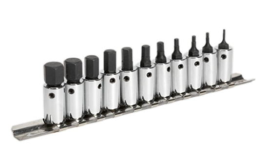 11pc 1/4"SqDrive Hex Socket Bit Set