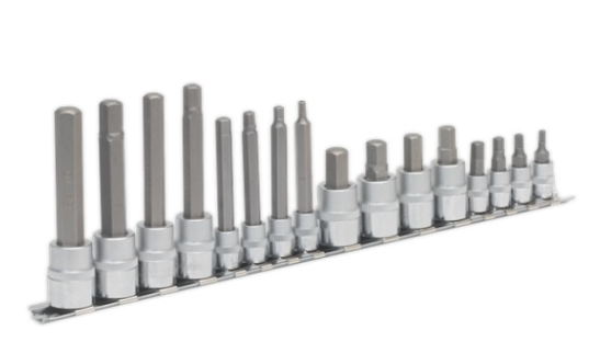 16pc 1/4" & 3/8"Sq DriveHex Socket Bit Set