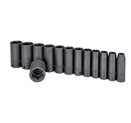 13Pc 1/2 in. Drive SAE  Deep Impact Socket Set