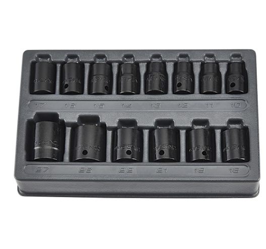 14Pc 1/2 in. Drive Metric Impact Socket Set