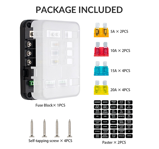 6 Circuits 12V-24V Relay Blade Block With ACC Interface Kit
