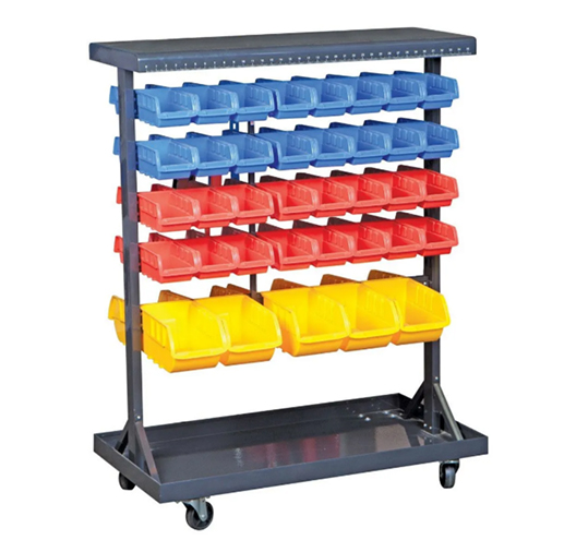 74 bin Double Sided RollingTool Storage Rack