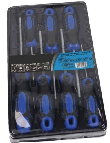 7pc Star Torks Tool Set T8-T30 Torx Drive