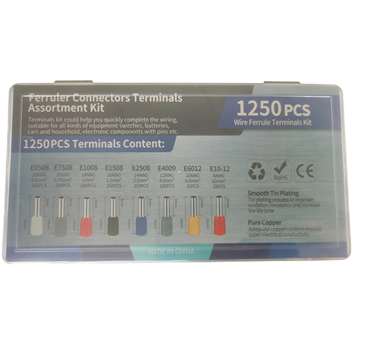 1250PC Wire Ferrule Termianls Assortment Kit