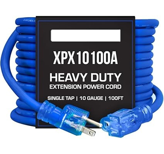 100FT 10G Extension Cord Blue Single Outlet