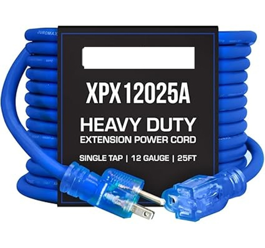 25FT 12G Extension Cord Blue Single Outlet