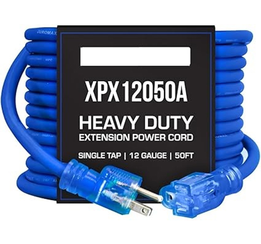50FT 12G Extension Cord Blue Single Outlet