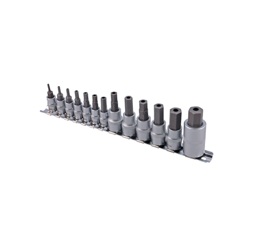 13pc 1/4"D, 3/8"D, 1/2"D Security Hex Socket Bit Set		