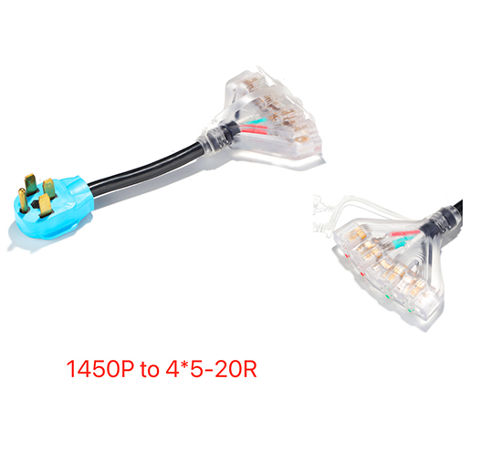 75Ft Generator Cord N14-50P To 4*5-20R/15R STW/STOW