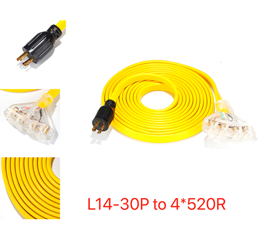 75Ft Generator Cord L14-30P To 4*5-20R/15R STW/STOW