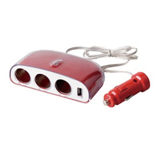 3 Way Socket With 1pc USB