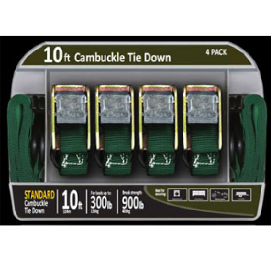 4Pack 10ft Cambuckle Tie Down