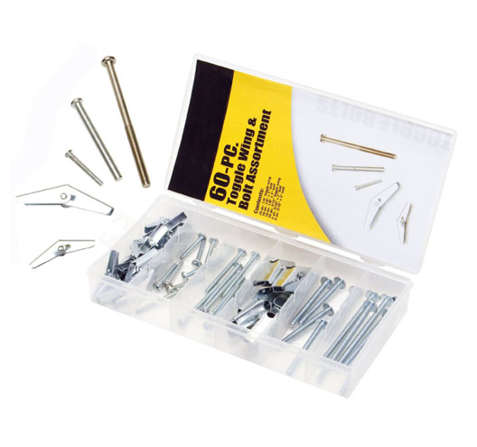 60PC Toggle Wing And Bolt Assortment