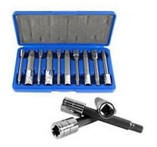 10pc. XZN Triple Square Long Spline Socket Bit Set