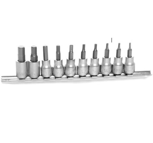 10PC 3/8" DR. Met Hex Bit Socket Set
