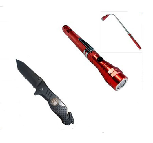 Magnetic Pickup Flex Head LED Light And Fold Knife Set