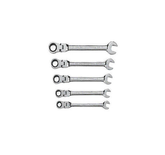 5PCS Flexible Head Combination Ratchet Spanner