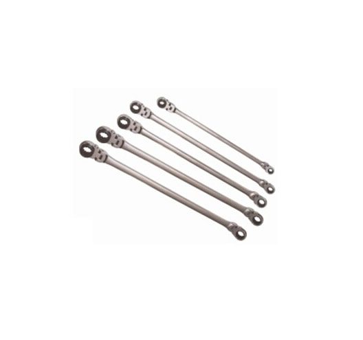 5PC Extra-Long  Metric  Flexible  Reversible  Ratchet Wrench -- Universal Spline
